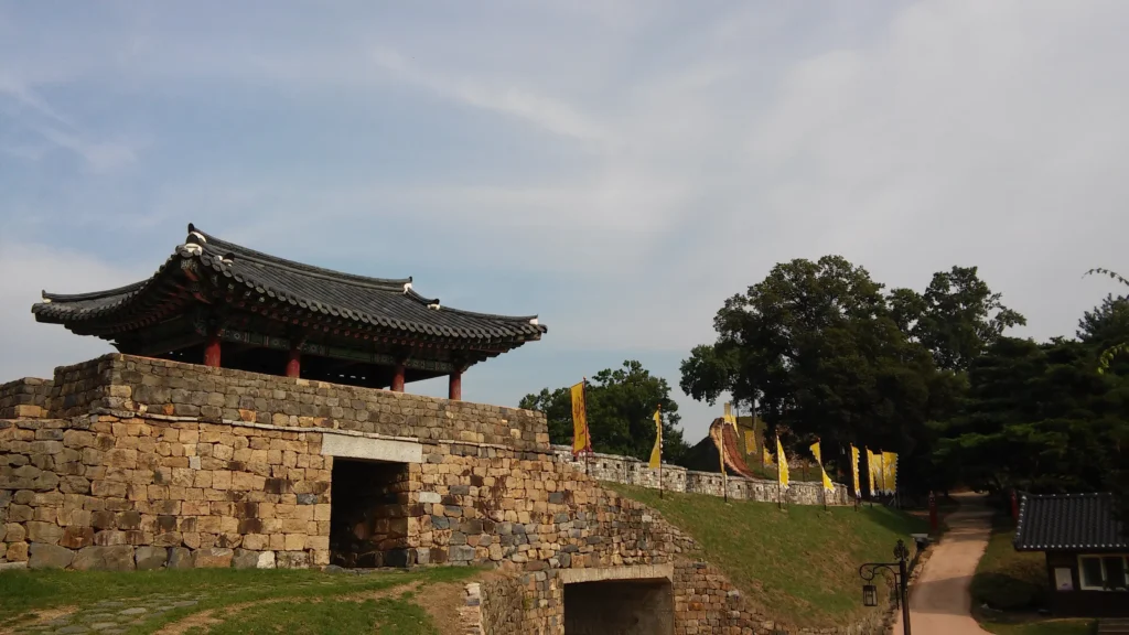 Gongsanseong Fortress under an autumn sky in Gongju, Chungnam, South Korea