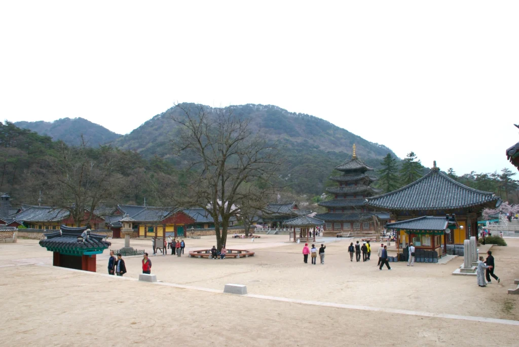 Beopjusa Buddhist temple grounds in Songnisan, Chungbuk